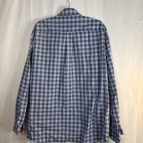 Jos A Bank Traveler Blue Plaid Button Down Dress Shirt Size XXL Preowned - Picture 12 of 16